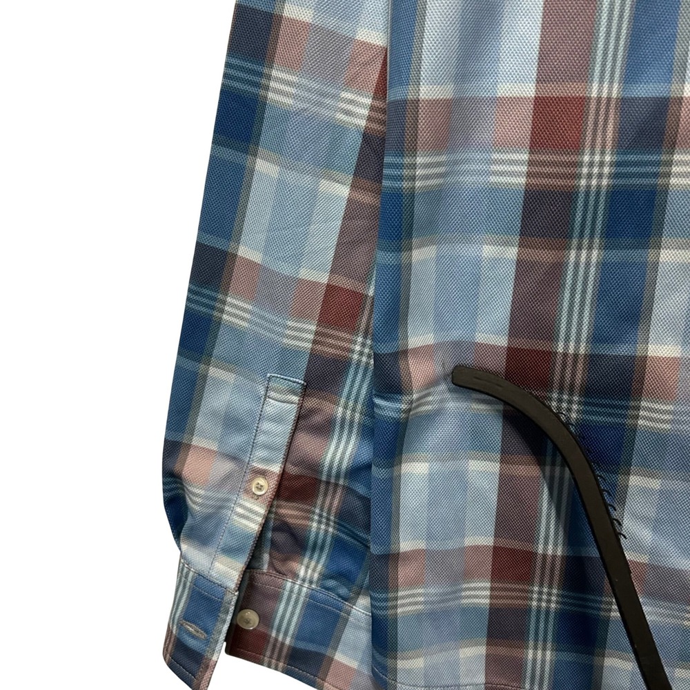 Tops On The Nose Mens XL Plaid Long Sleeve Button Down Shirt Blue Red Casual - Picture 6 of 6